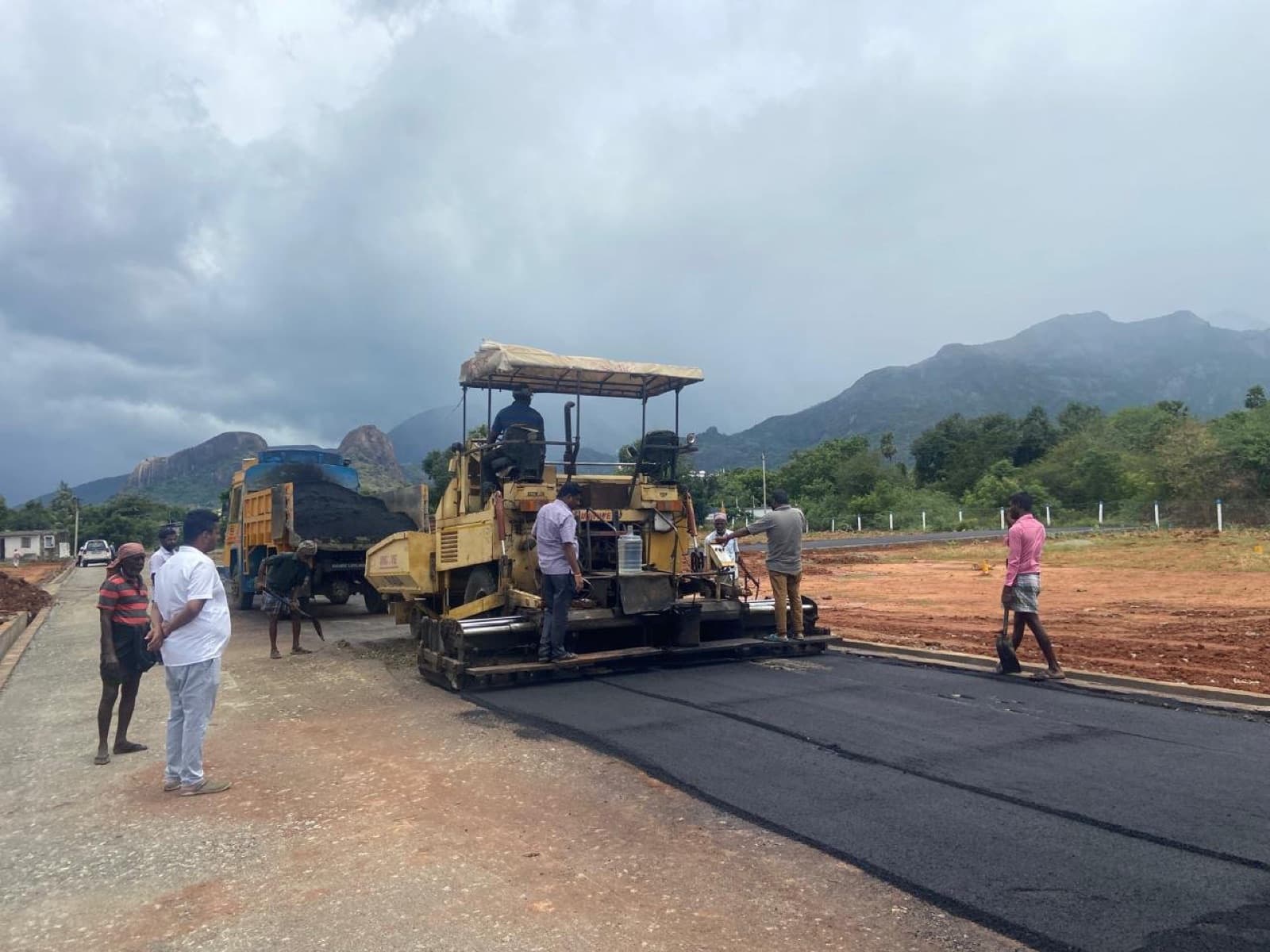 Paver laying the road at Vijaya Gardens