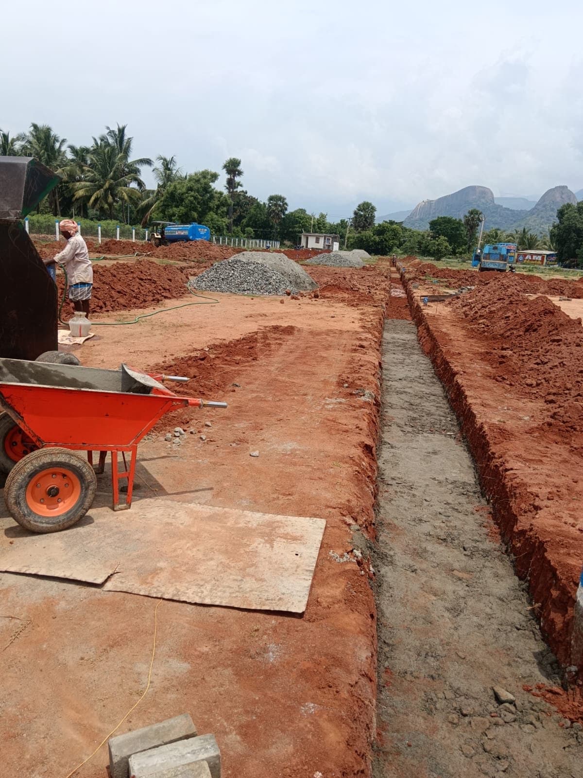 Drain construction on site